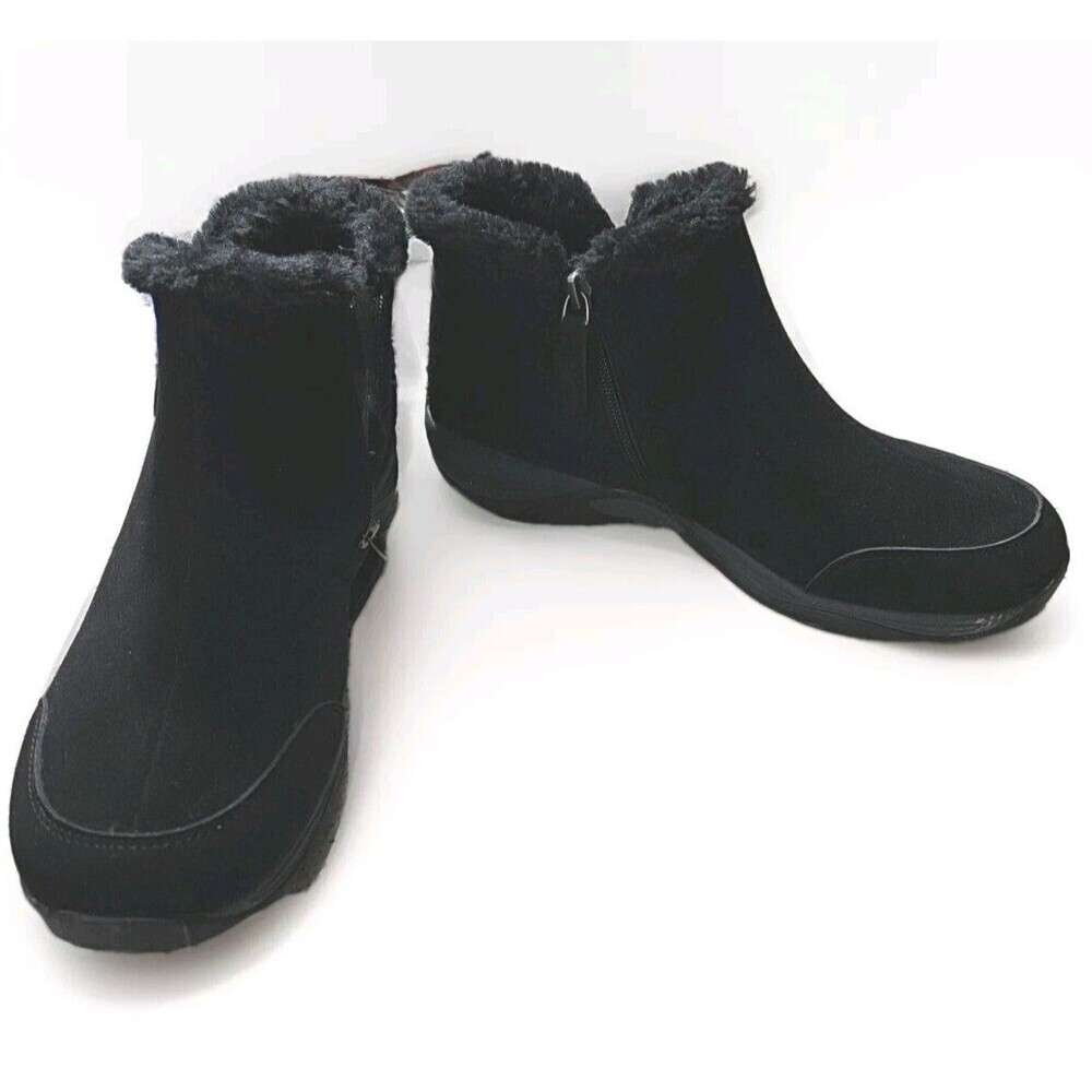 Easy Spirit Veer Ankle Bootie Womens sz 9W Black Microsuede Comfort Minimalist‎